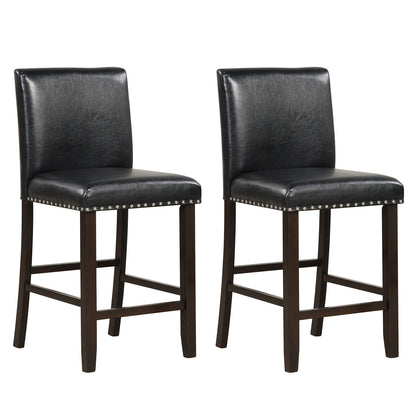 PVC Leather Bar Stools With Back, Set Of 2, Black Bar Stools at Gallery Canada