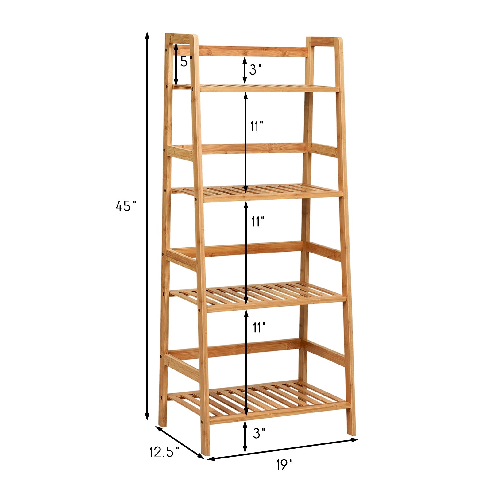 4-Tier Bamboo Plant Rack with Guardrails Stable and Space-Saving, Natural Bookcases at Gallery Canada