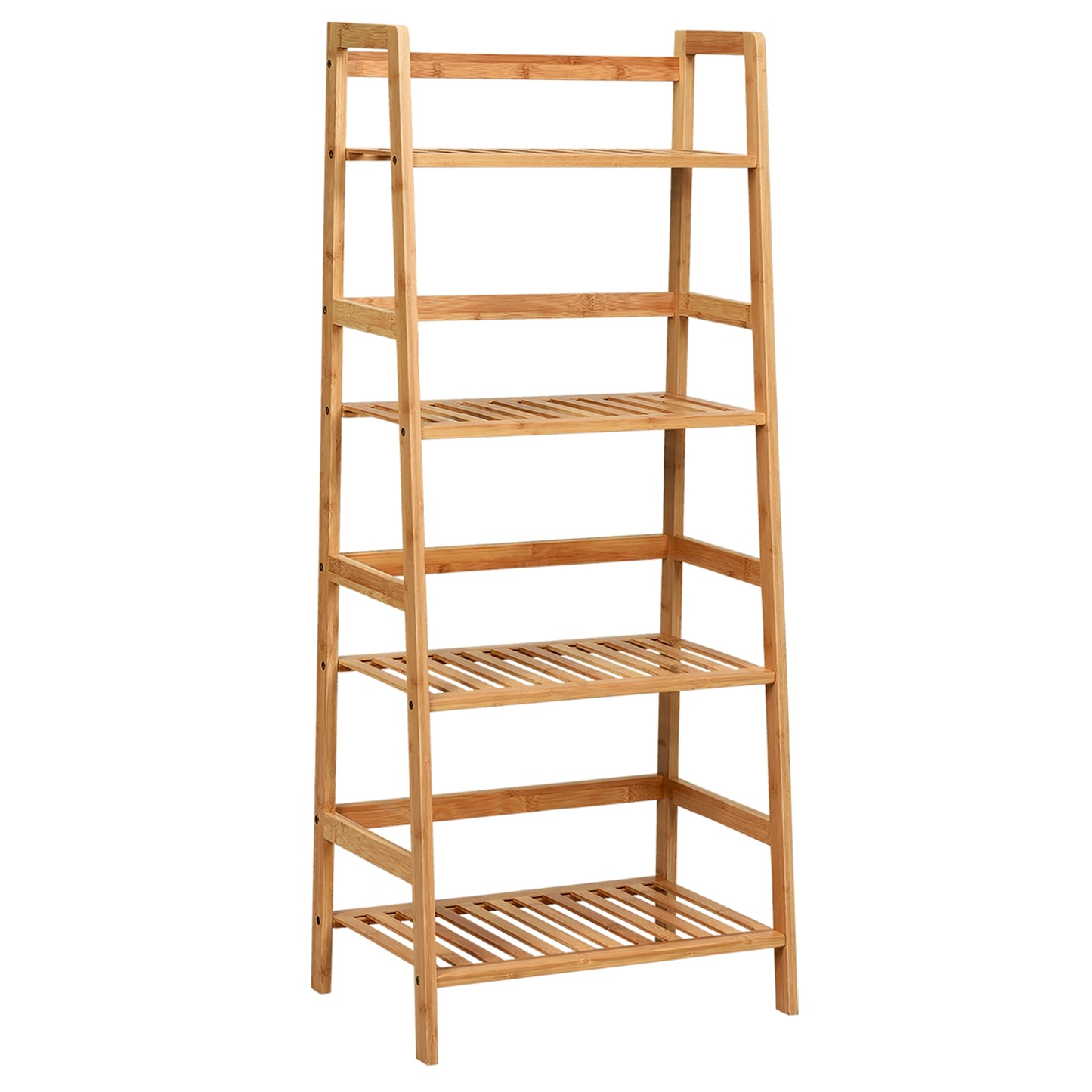 4-Tier Bamboo Plant Rack with Guardrails Stable and Space-Saving, Natural Bookcases Natural at Gallery Canada