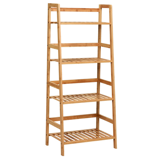 4-Tier Bamboo Plant Rack With Guardrails, Natural Bookcases Natural at Gallery Canada