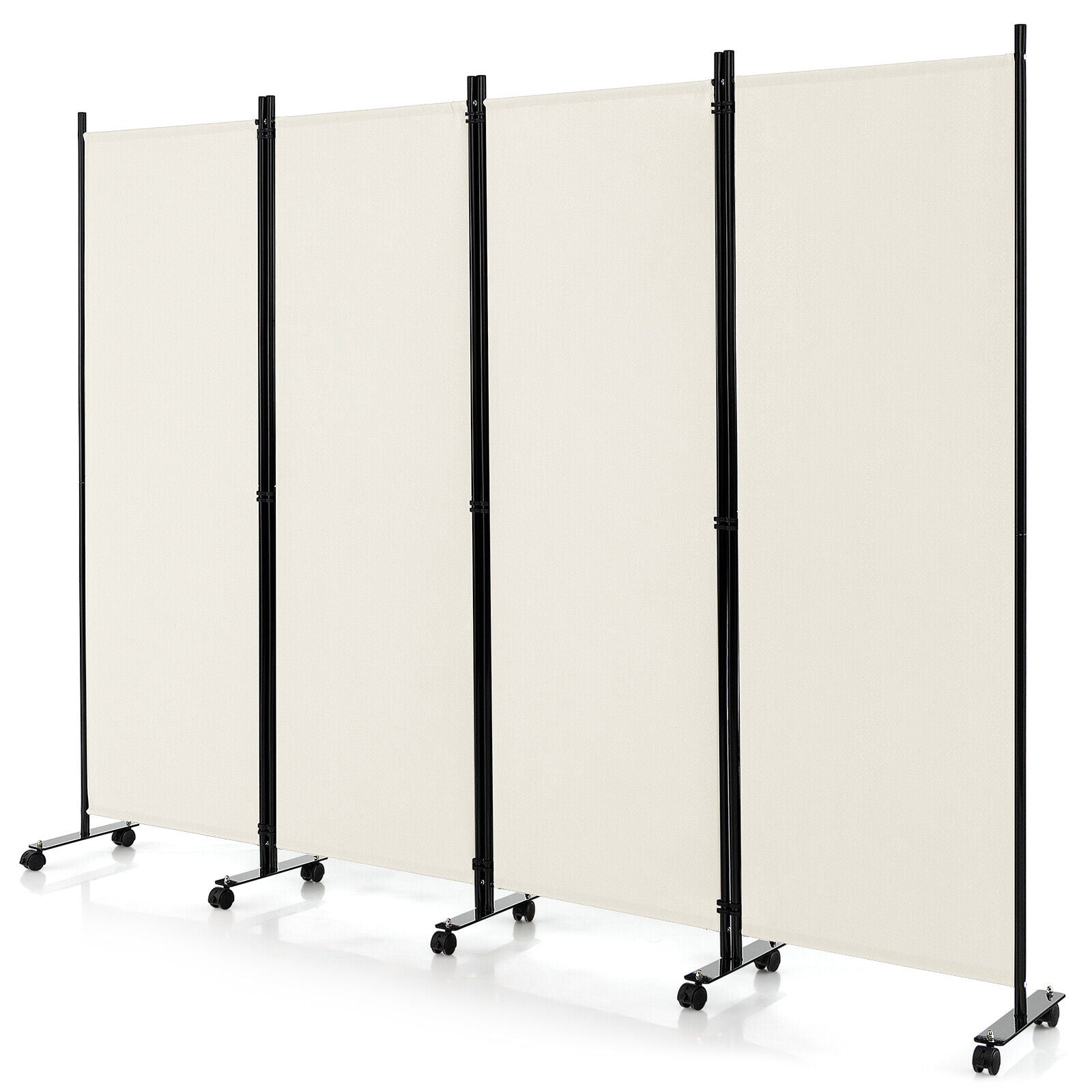4-Panel Folding Room Divider, 6 Feet, Lockable Wheels, White Room Dividers at Gallery Canada