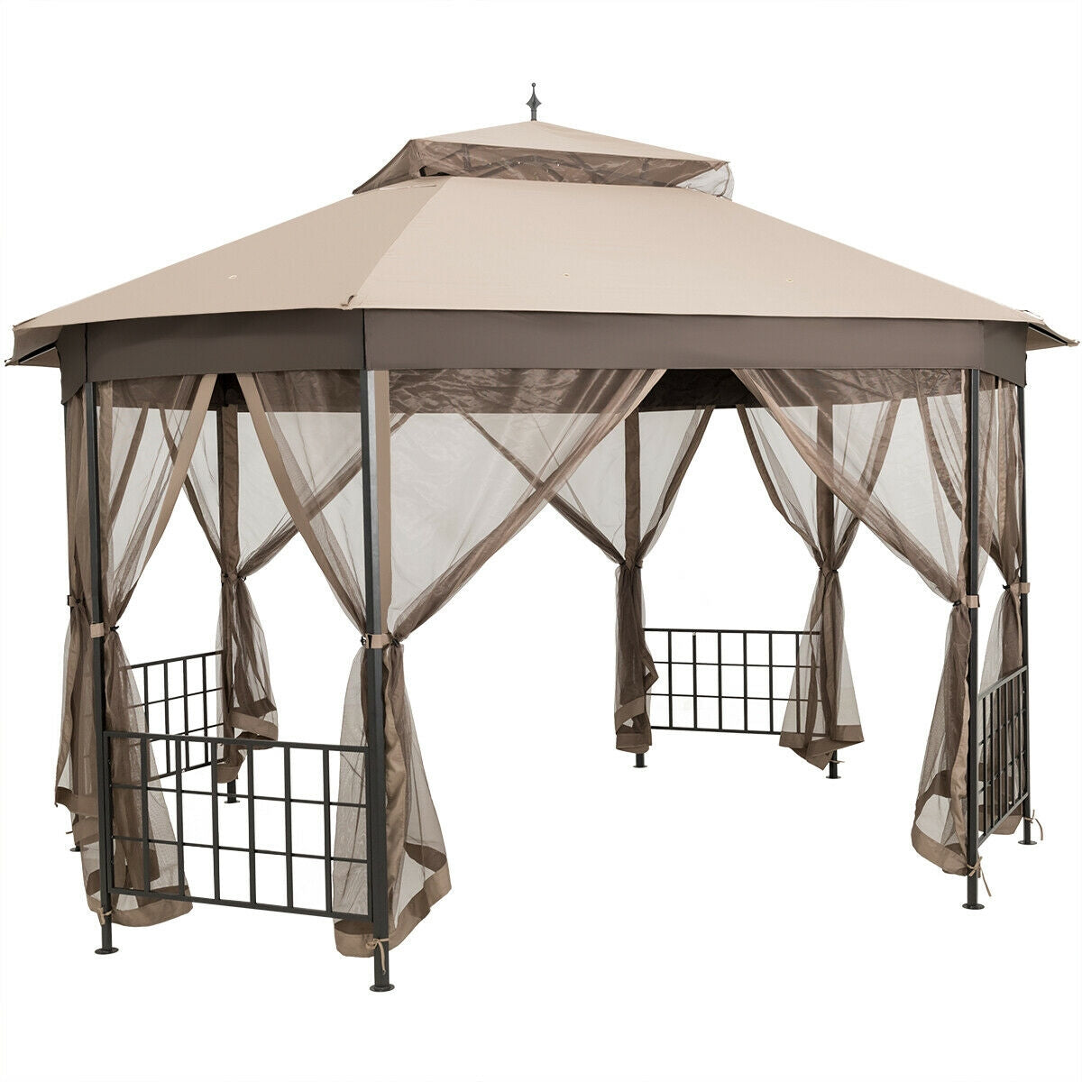 10'x12' Octagonal Patio Gazebo, Brown Gazebos Brown at Gallery Canada