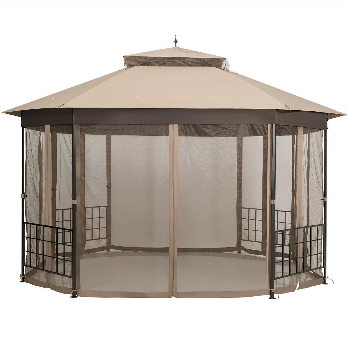 10’x 12’ Octagonal Patio Gazebo, Brown Gazebos at Gallery Canada