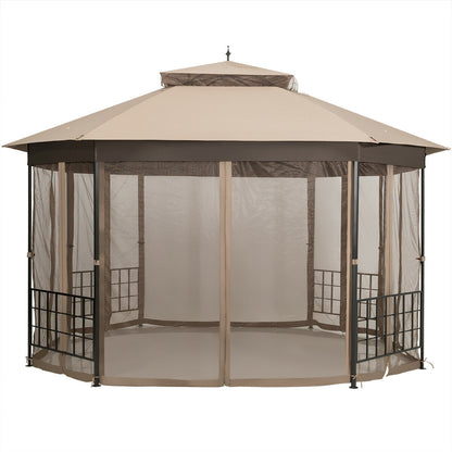 10’x 12’ Octagonal Patio Gazebo, Brown Gazebos at Gallery Canada