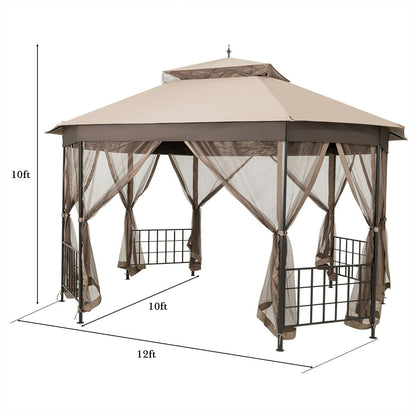 10’x 12’ Octagonal Patio Gazebo, Brown Gazebos at Gallery Canada