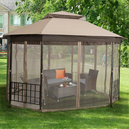 10’x 12’ Octagonal Patio Gazebo, Brown Gazebos at Gallery Canada