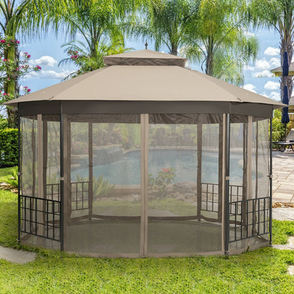 10’x 12’ Octagonal Patio Gazebo, Brown Gazebos at Gallery Canada
