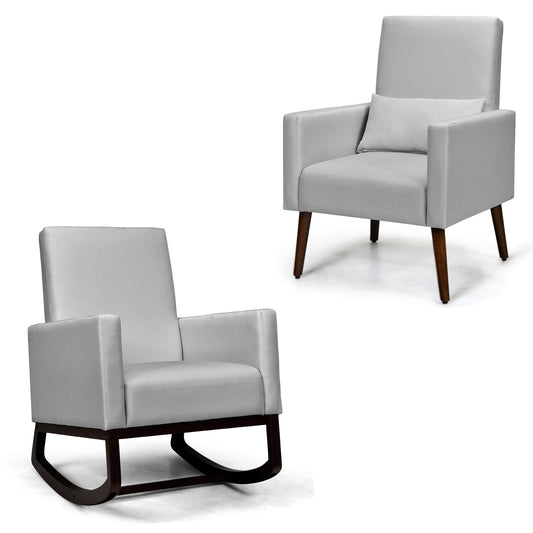 2-In-1 Fabric Upholstered Rocking Chair, Light Gray Accent Chairs Light Gray at Gallery Canada