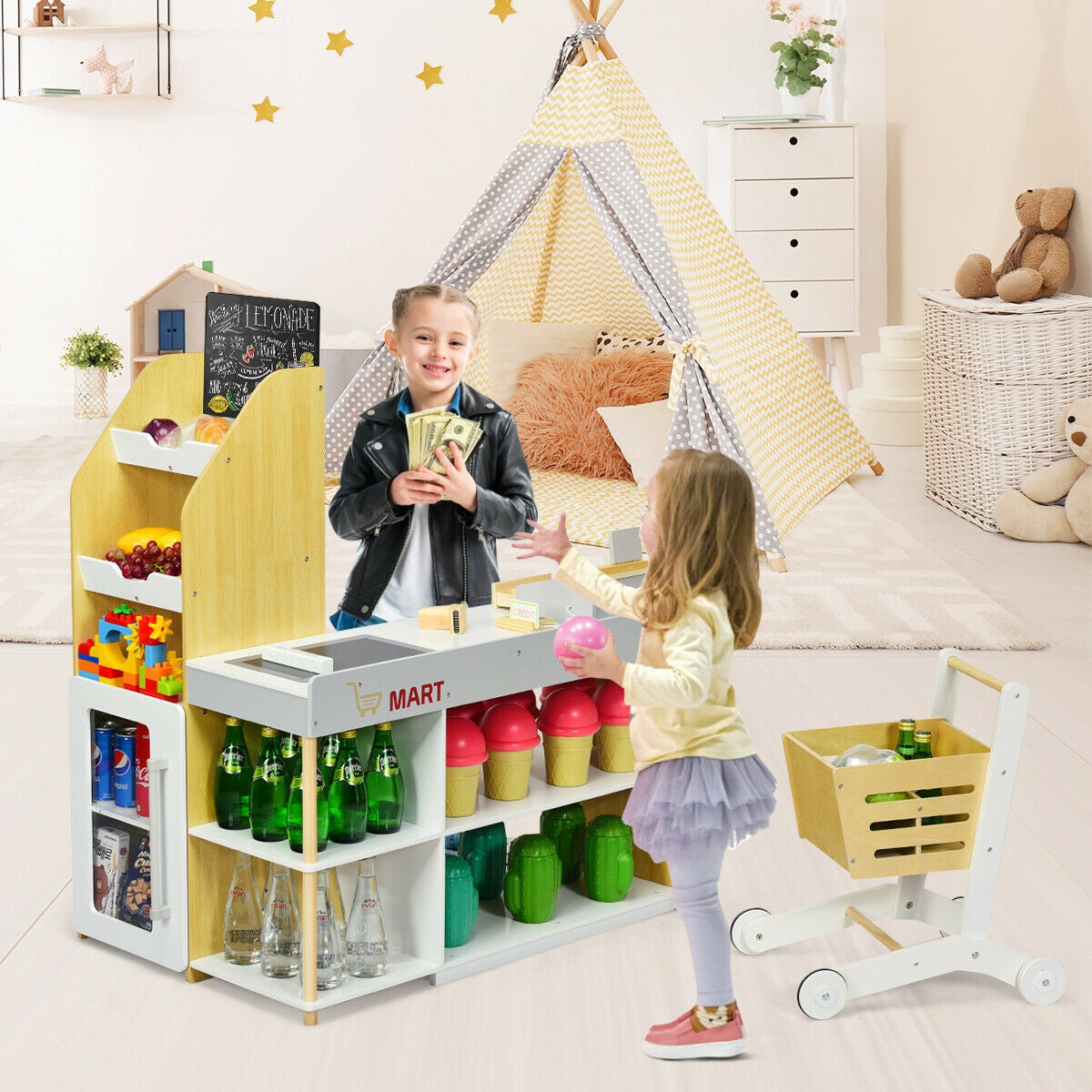 Grocery Store Playset Pretend Play Supermarket Shopping Set, Natural Pretend Toys at Gallery Canada
