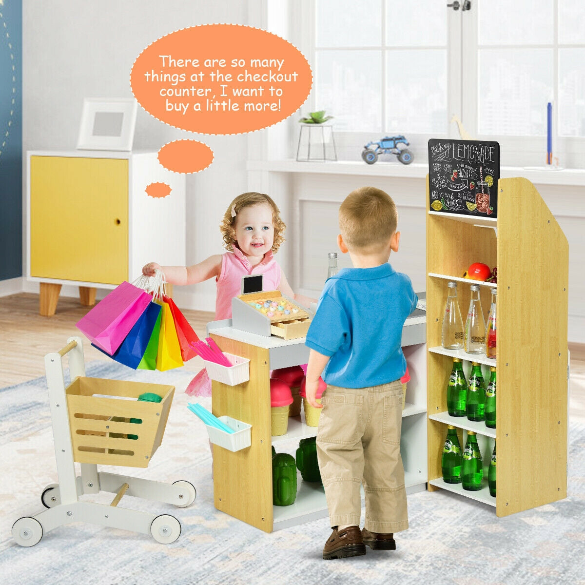 Grocery Store Playset Pretend Play Supermarket Shopping Set, Natural Pretend Toys at Gallery Canada