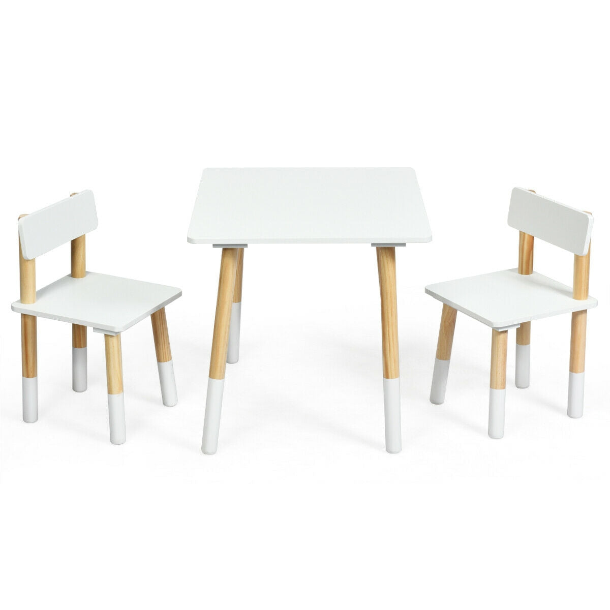 Kids Wooden Table And 2 Chairs Set, White Kids Table & Chair Sets White at Gallery Canada