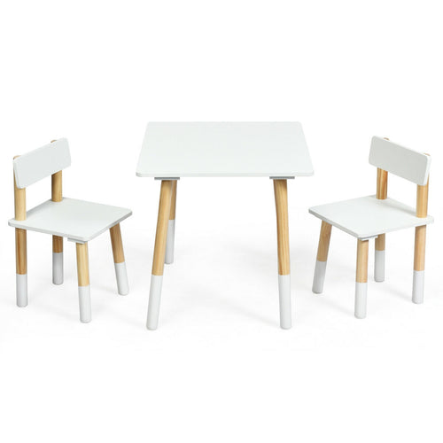 Kids Wooden Table And 2 Chairs Set, White