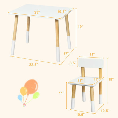 Kids Wooden Table And 2 Chairs Set, White Kids Table & Chair Sets at Gallery Canada