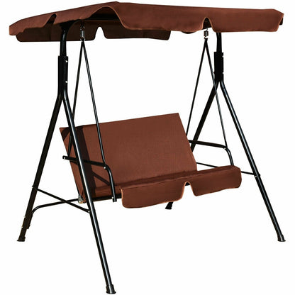 Loveseat Cushioned Patio Steel Frame Swing Glider, Brown Porch Swings Brown at Gallery Canada
