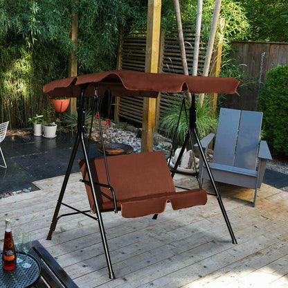 Loveseat Cushioned Patio Steel Frame Swing Glider, Brown Porch Swings at Gallery Canada