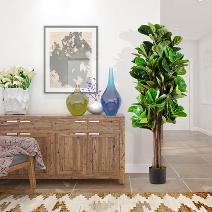 5 Feet Artificial Fiddle Leaf Fig Tree Decorative Planter, Green Faux Plants at Gallery Canada