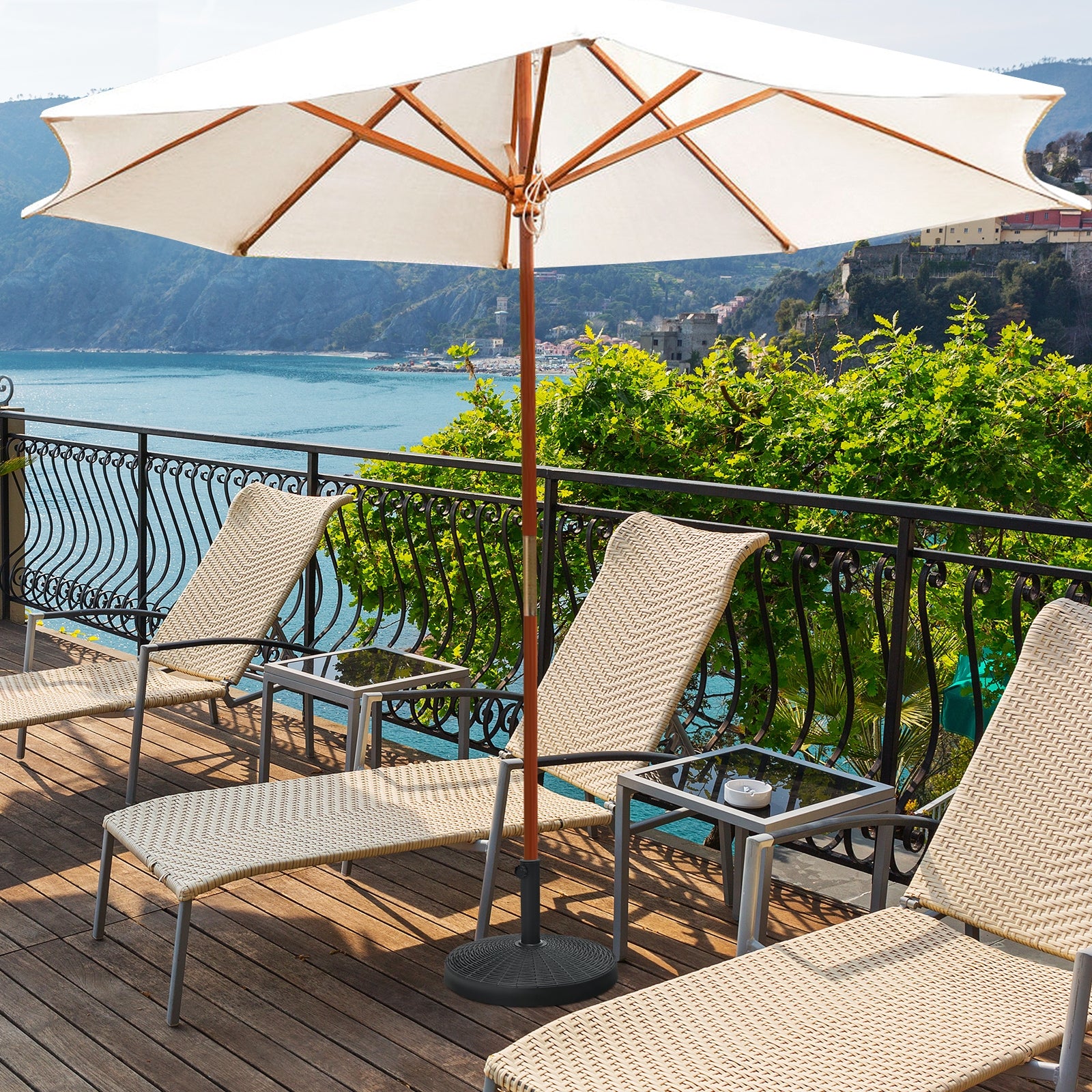 49 LBS Patio Resin Umbrella Base Stand for Outdoor, Black Outdoor Umbrella Bases at Gallery Canada