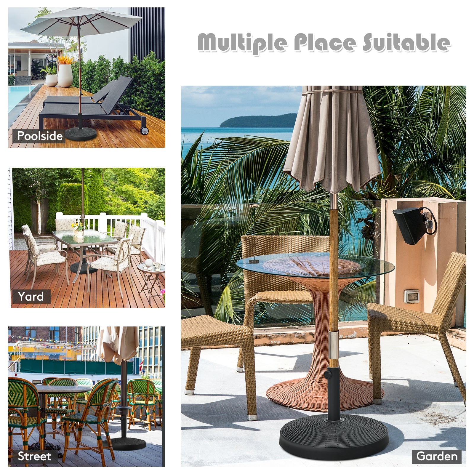49 LBS Patio Resin Umbrella Base Stand for Outdoor, Black Outdoor Umbrella Bases at Gallery Canada