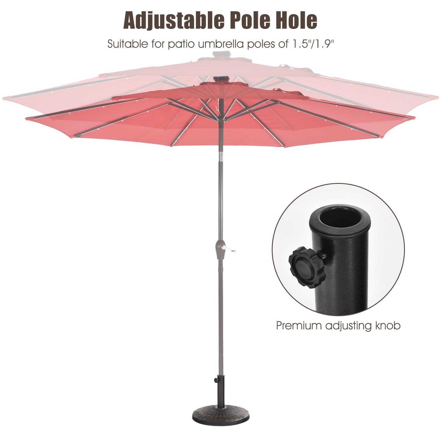22Lbs Patio Resin Umbrella Base with Wicker Style for Outdoor Use, Bronze Outdoor Umbrella Bases at Gallery Canada