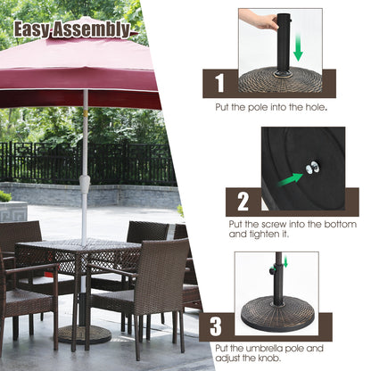 22Lbs Patio Resin Umbrella Base with Wicker Style for Outdoor Use, Bronze Outdoor Umbrella Bases at Gallery Canada