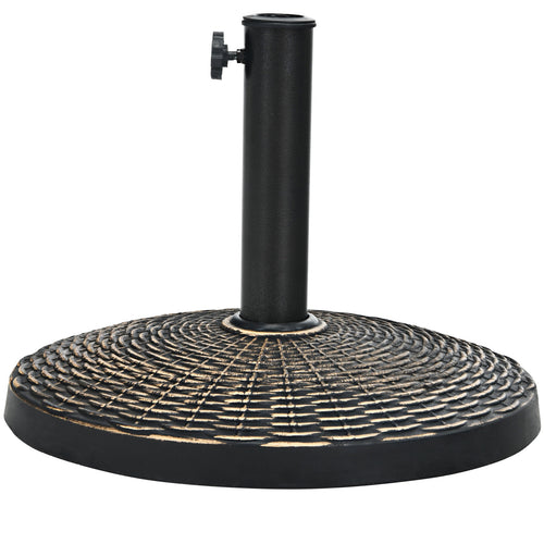 22Lbs Patio Resin Umbrella Base, Wicker Style, Bronze