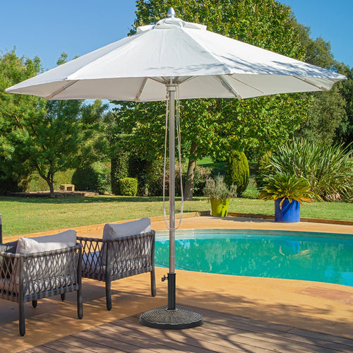 22Lbs Patio Resin Umbrella Base, Wicker Style, Bronze