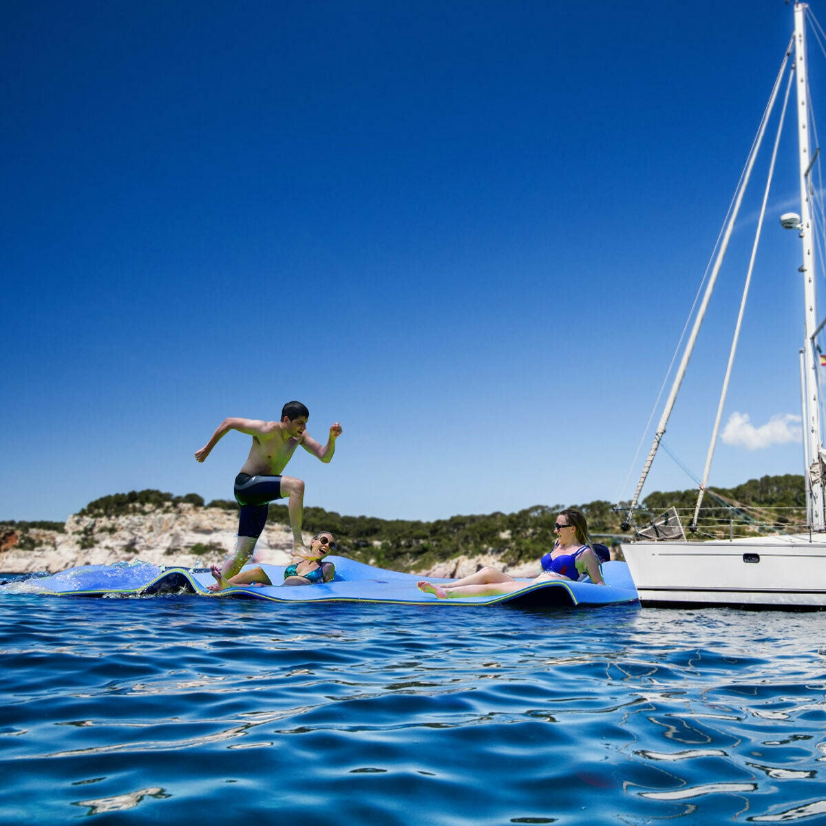 12 x 6 Feet 3 Layer Floating Water Pad, Blue Swimming at Gallery Canada