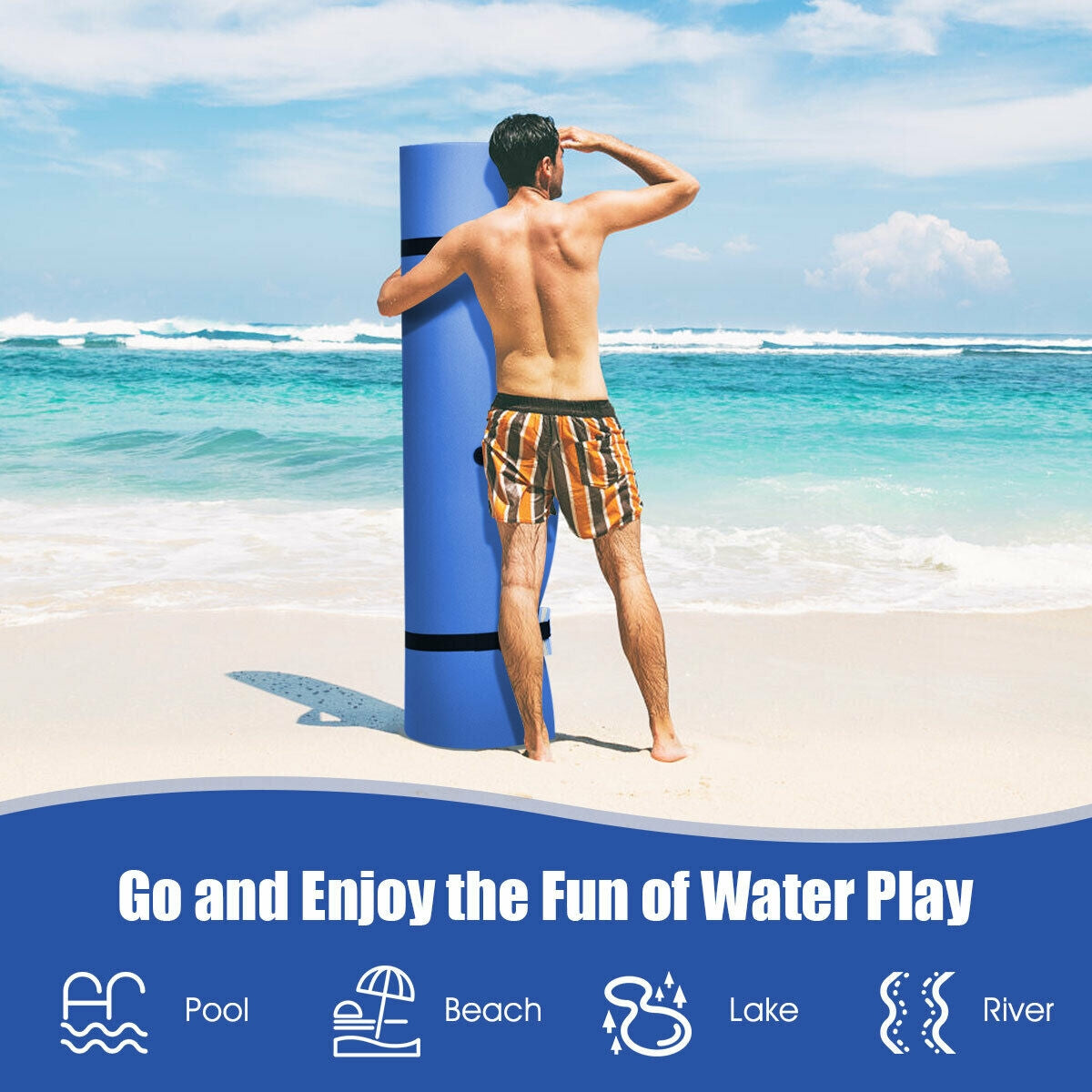 12 x 6 Feet 3 Layer Floating Water Pad, Blue Swimming at Gallery Canada