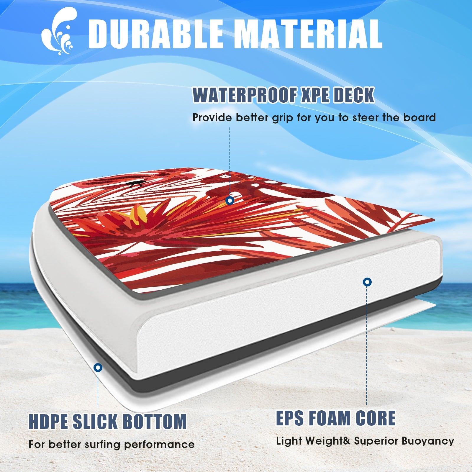 41 Inch Lightweight Surfboard, EPS Core With Fin, Red Surfing at Gallery Canada