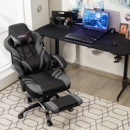 Adjustable Gaming Chair with Footrest for Home Office, Gray Gaming Chairs at Gallery Canada