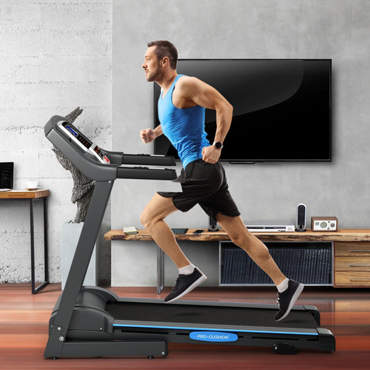 2.25 HP Folding Electric Treadmill, LCD Display, Black Treadmills Black at Gallery Canada