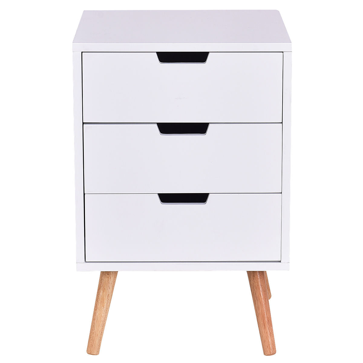 White Wood Side End Table Nightstand W/3 Drawers Mid-Century Accent, White Nightstands at Gallery Canada