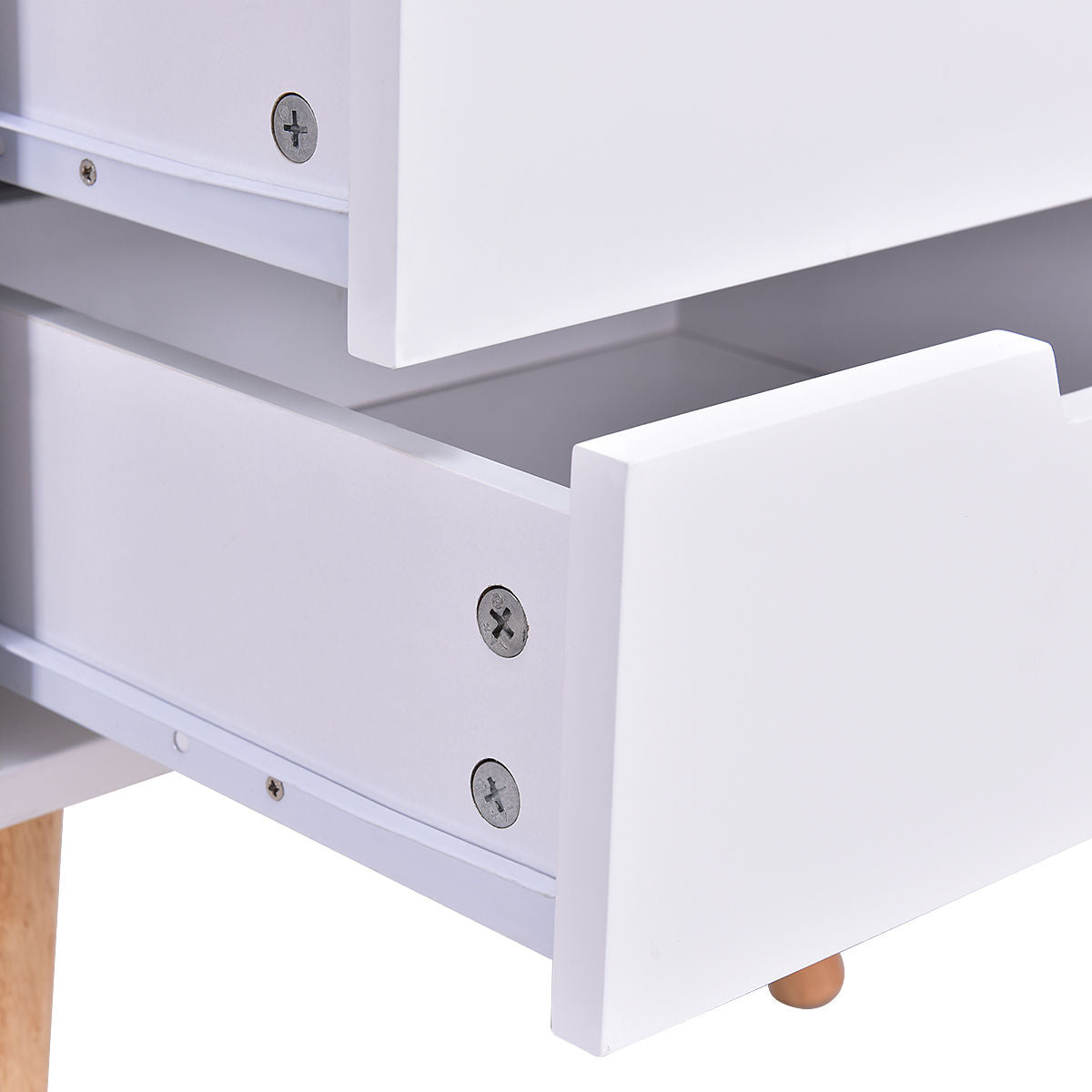 White Wood Side End Table Nightstand W/3 Drawers Mid-Century Accent, White Nightstands at Gallery Canada