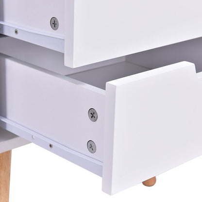 White Wood Side End Table Nightstand W/3 Drawers Mid-Century Accent, White Nightstands at Gallery Canada