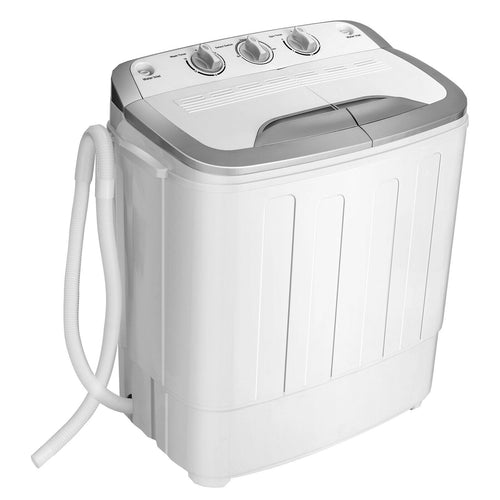 Portable 8 lbs Mini Twin Tub Spinner Washing Machine, Gray