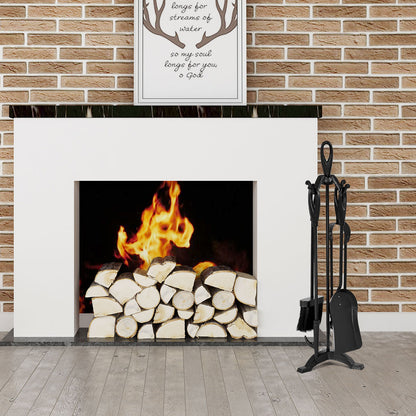 5 Pieces Rustic Heavy Duty Compact Wrought Iron Fireplace Tools Set, Black Fireplace Tools at Gallery Canada