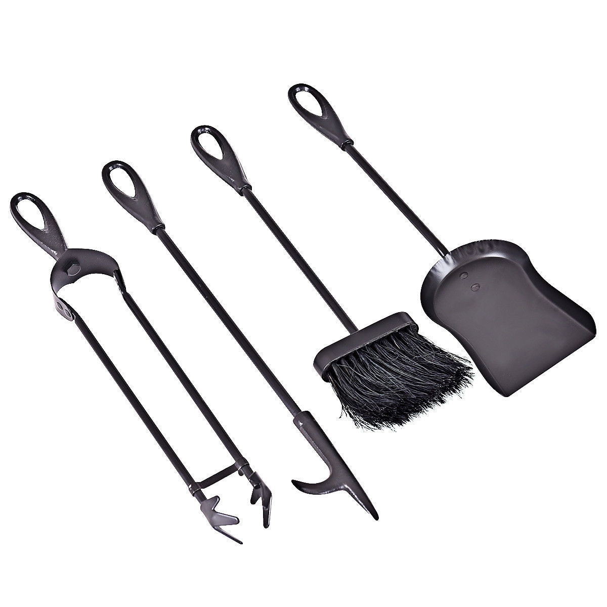 5 Pieces Rustic Heavy Duty Compact Wrought Iron Fireplace Tools Set, Black Fireplace Tools at Gallery Canada
