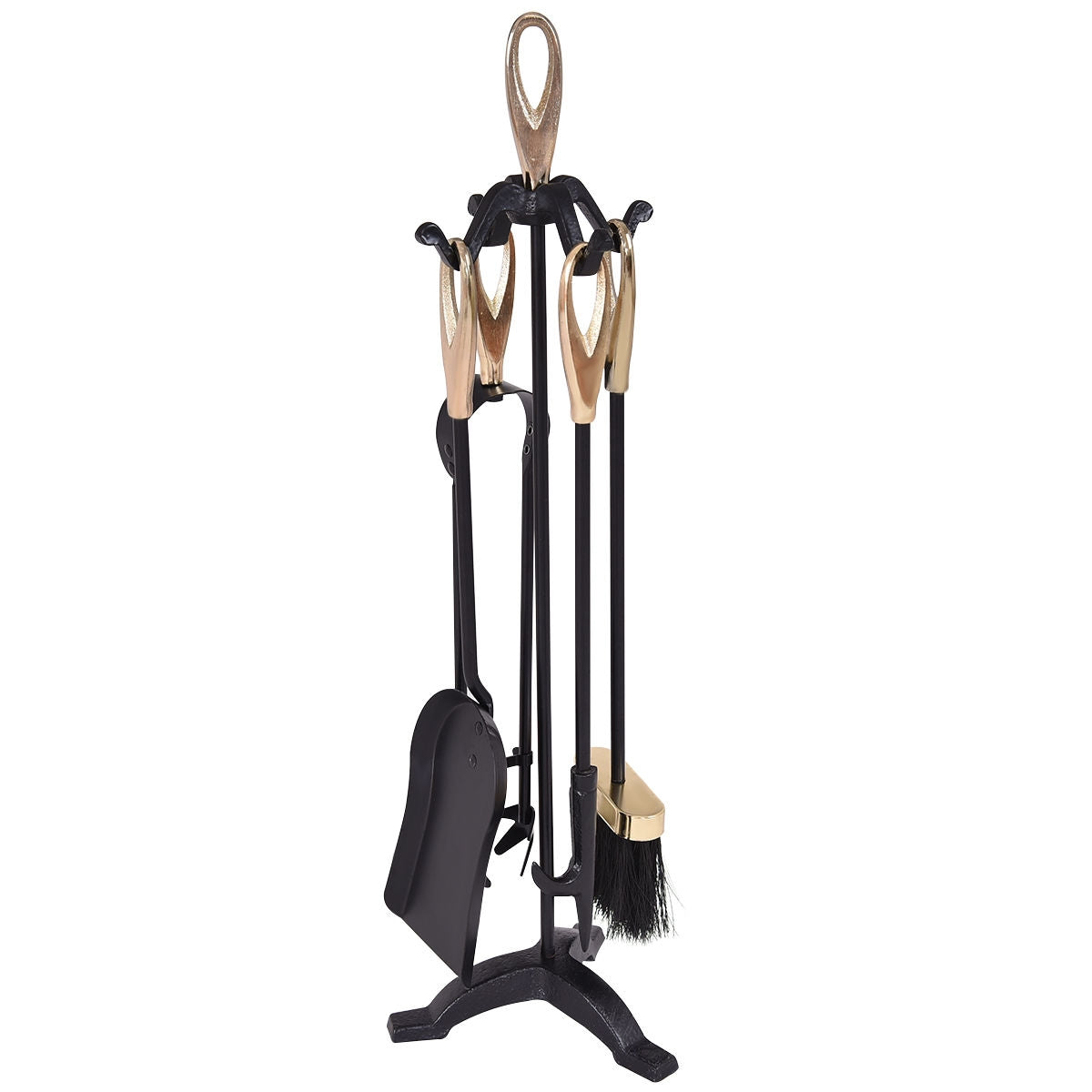 5 Pieces Stylish Gold Iron Fireplace Tools Set, Golden Fireplace Tools at Gallery Canada