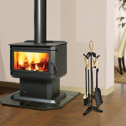 5 Pieces Stylish Gold Iron Fireplace Tools Set, Golden Fireplace Tools at Gallery Canada
