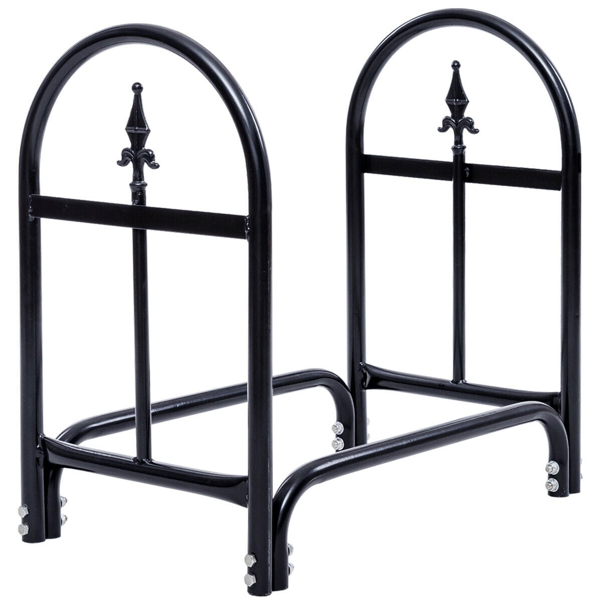 2 Feet Heavy Duty Steel Firewood Storage Holder, Black Log Storage Black at Gallery Canada