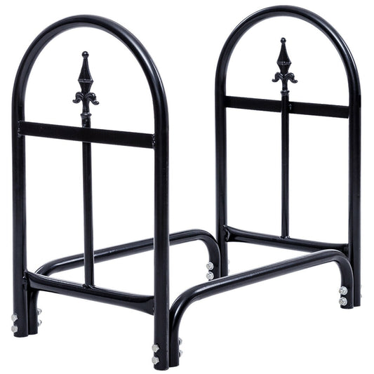 2 Feet Heavy Duty Steel Firewood Storage Holder, Black Log Storage Black at Gallery Canada