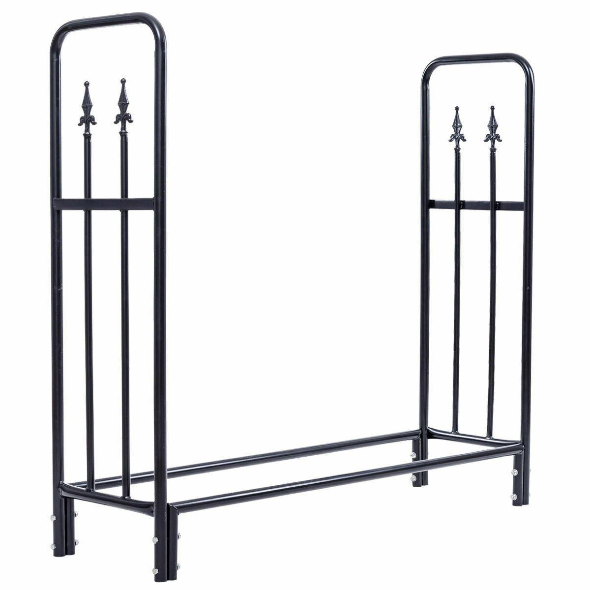 4 Feet Heavy Duty Steel Firewood Storage Rack, Black Log Storage Black at Gallery Canada