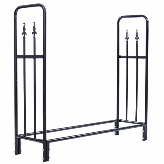 4 Feet Heavy Duty Steel Firewood Storage Rack, Black Log Storage Black at Gallery Canada
