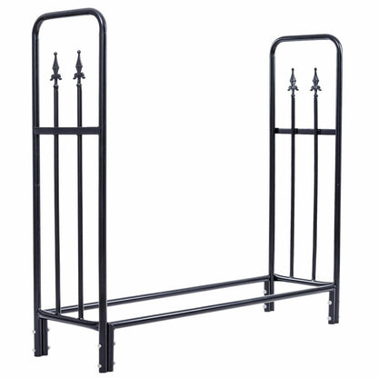 4 Feet Heavy Duty Steel Firewood Storage Rack, Black Log Storage at Gallery Canada