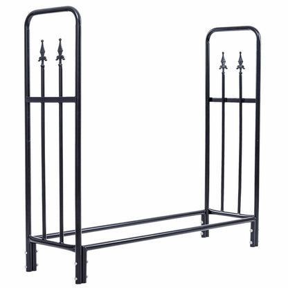 4 Feet Heavy Duty Steel Firewood Storage Rack, Black