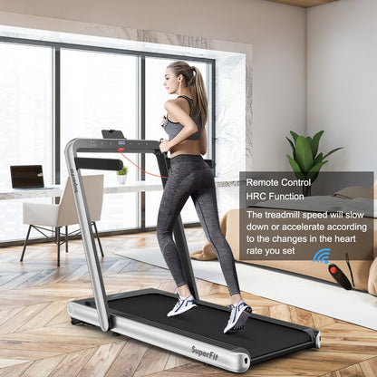 4.75HP 2 In 1 Folding Treadmill with Remote APP Control, Silver Treadmills at Gallery Canada