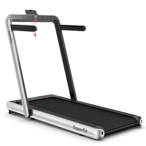 4.75HP 2 In 1 Folding Treadmill, Remote APP Control, Silver