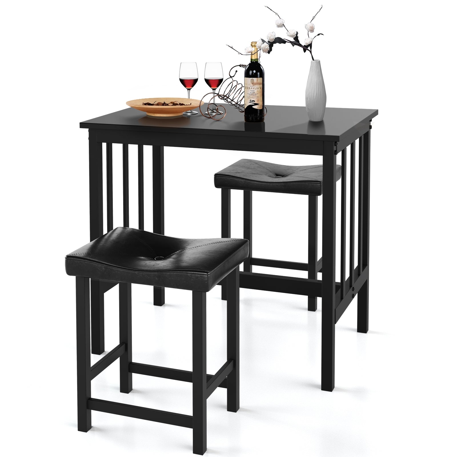 3 Pieces Modern Counter Height Dining Set, Black Dining Room Sets at Gallery Canada