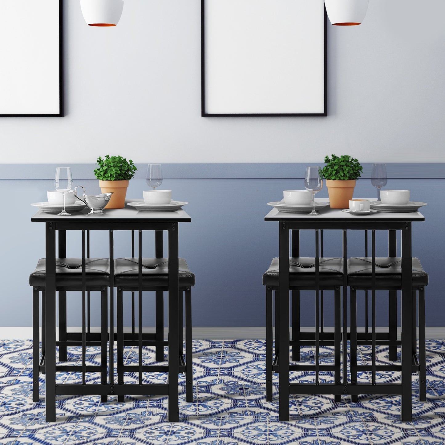 3 Pieces Modern Counter Height Dining Set, Black Dining Room Sets at Gallery Canada