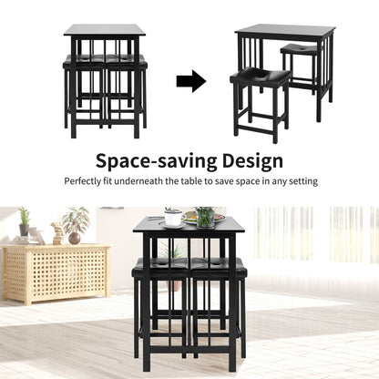 3 Pieces Modern Counter Height Dining Set, Black Dining Room Sets at Gallery Canada